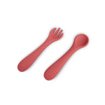 Taiki - Set cucchiaio e forchetta in silicone lampone