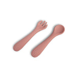 Taiki - Set cucchiaio e forchetta in silicone rosa