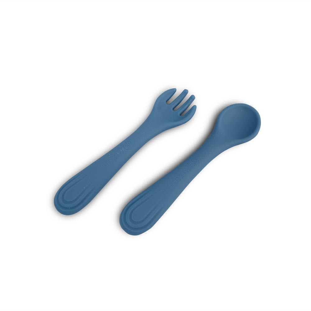 Taiki -  Set cucchiaio e forchetta in silicone blu
